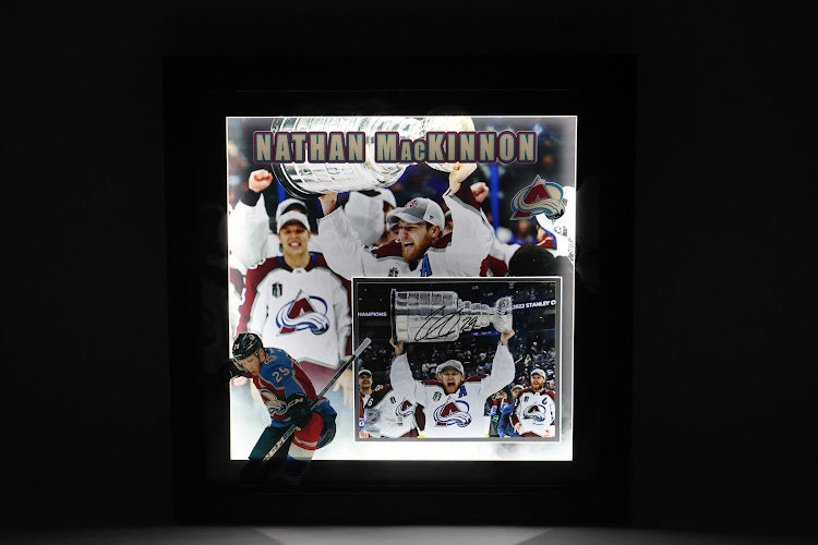 Nathan MacKinnon Autographed Cup 8x10 w/ 3D Deluxe Lighted Frame (Fanatics COA)