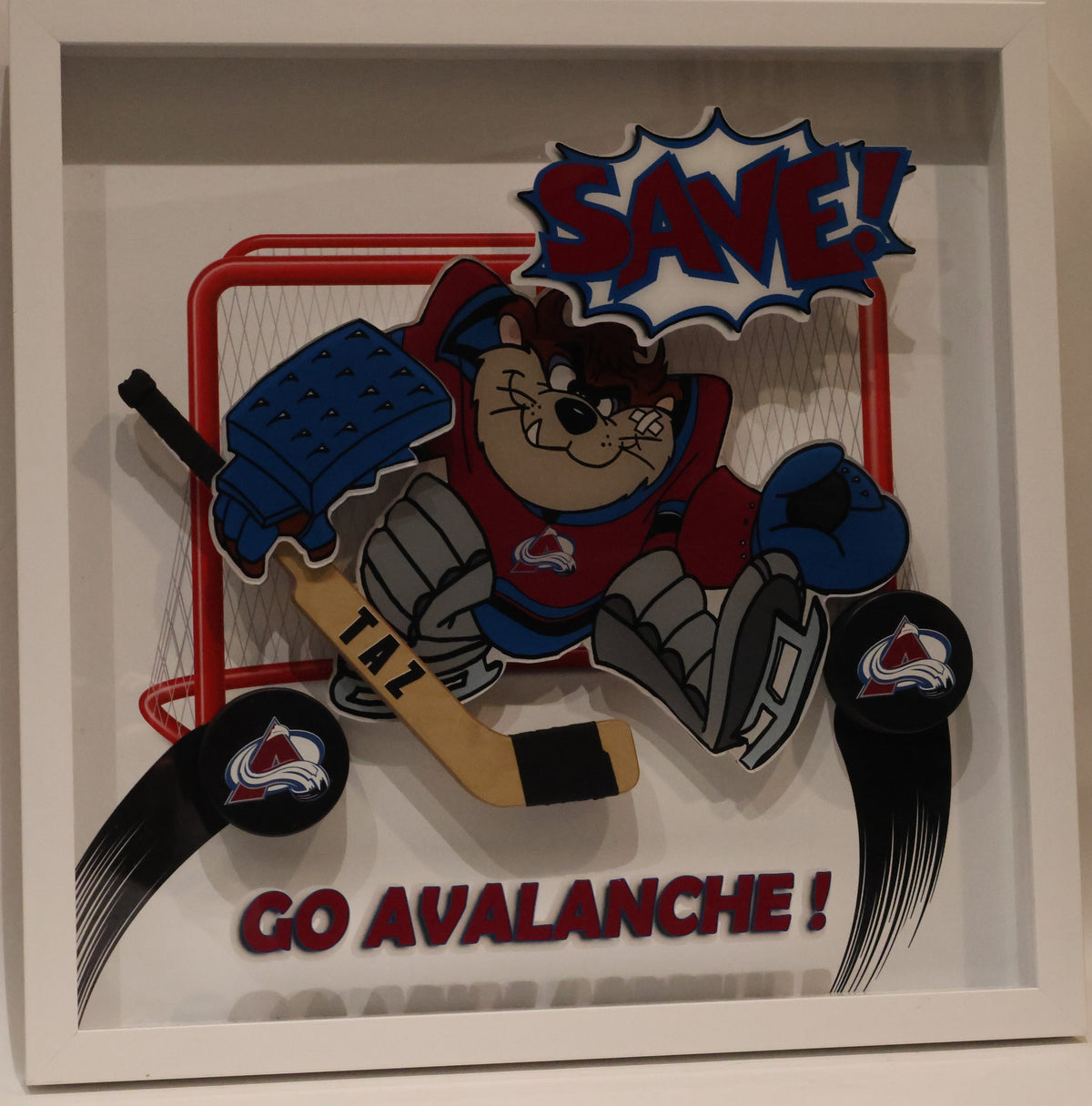 Tasmanian Devil Colorado Avalanche "Save" Photo Framed 21.5 x 21.5