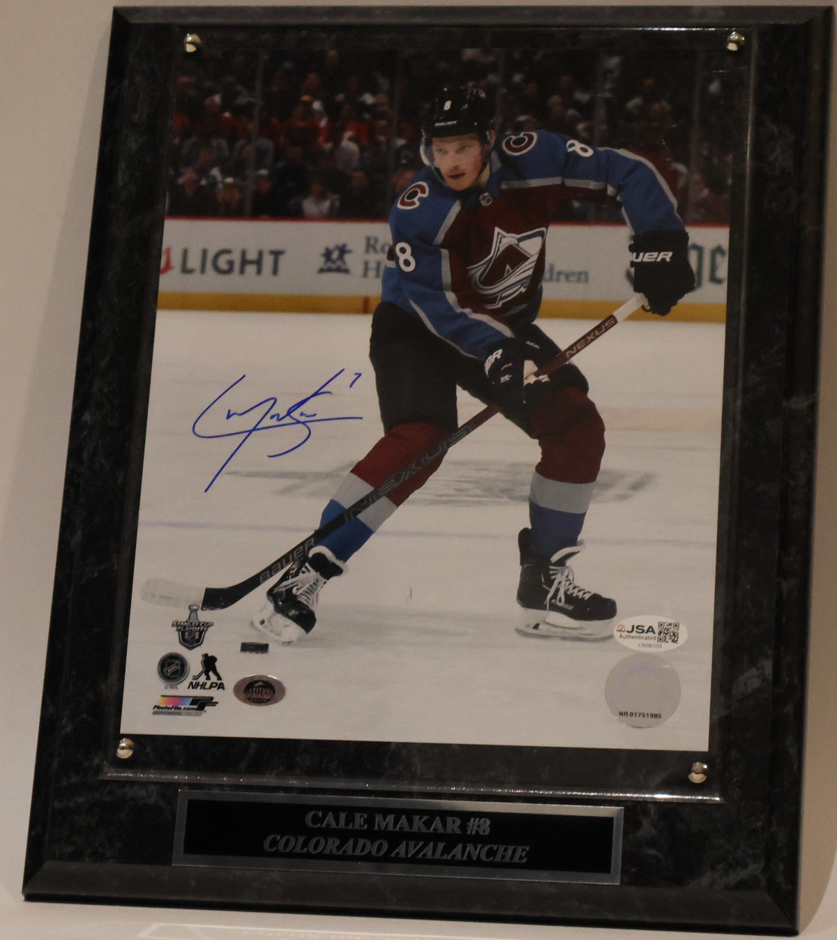 Cale Makar Autographed Colorado Avalanche 8x10 Framed Photo - JSA COA