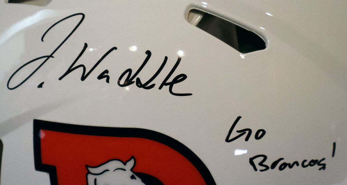 Jaylen Waddle Autographed/Inscribed "Go Broncos" Denver Broncos Snowcapped Pro Helmet - Fanatics COA