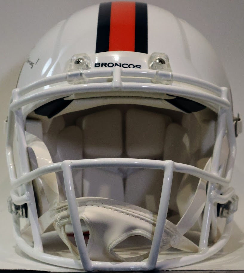 Jaylen Waddle Autographed/Inscribed "Go Broncos" Denver Broncos Snowcapped Pro Helmet - Fanatics COA