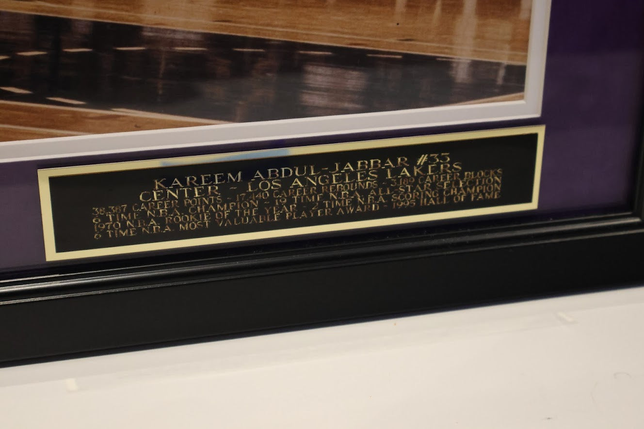 Wilt Chamberlin & Kareem Abdul-Jabbar Autographed 27x23 Framed Action photo (Fanatics COA) (JSA LOA)