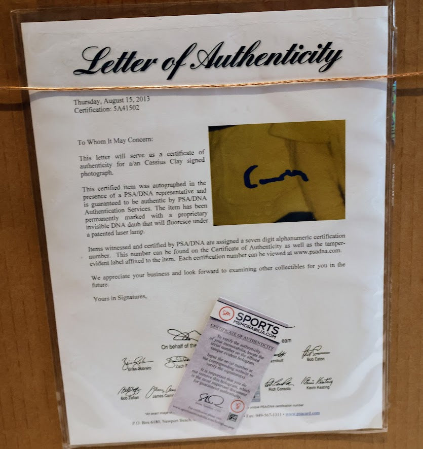 Cassius Clay Autographed Casius Clay & the Beatles 22x26 Framed Photo - PSA/DNA LOA & Sports Memorabilia COA