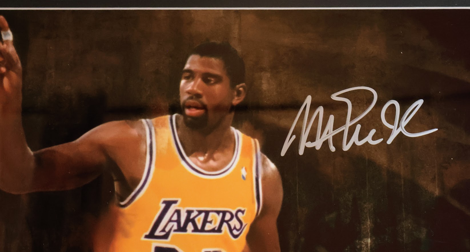Magic Johnson & Michael Jordan Dual Autographed "Match Up" Framed Photo - Fanatics & Upper Deck COAs