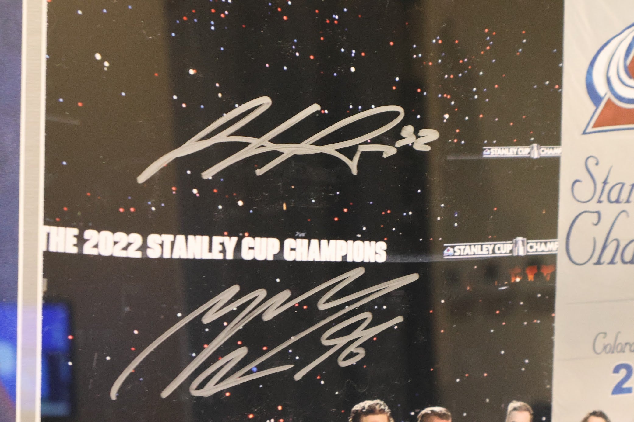 Rantanen, Makar, Landeskog & MacKinnon Signed Stanley Cup 16x20 Photo - Framed (28x28) Fanatics COA