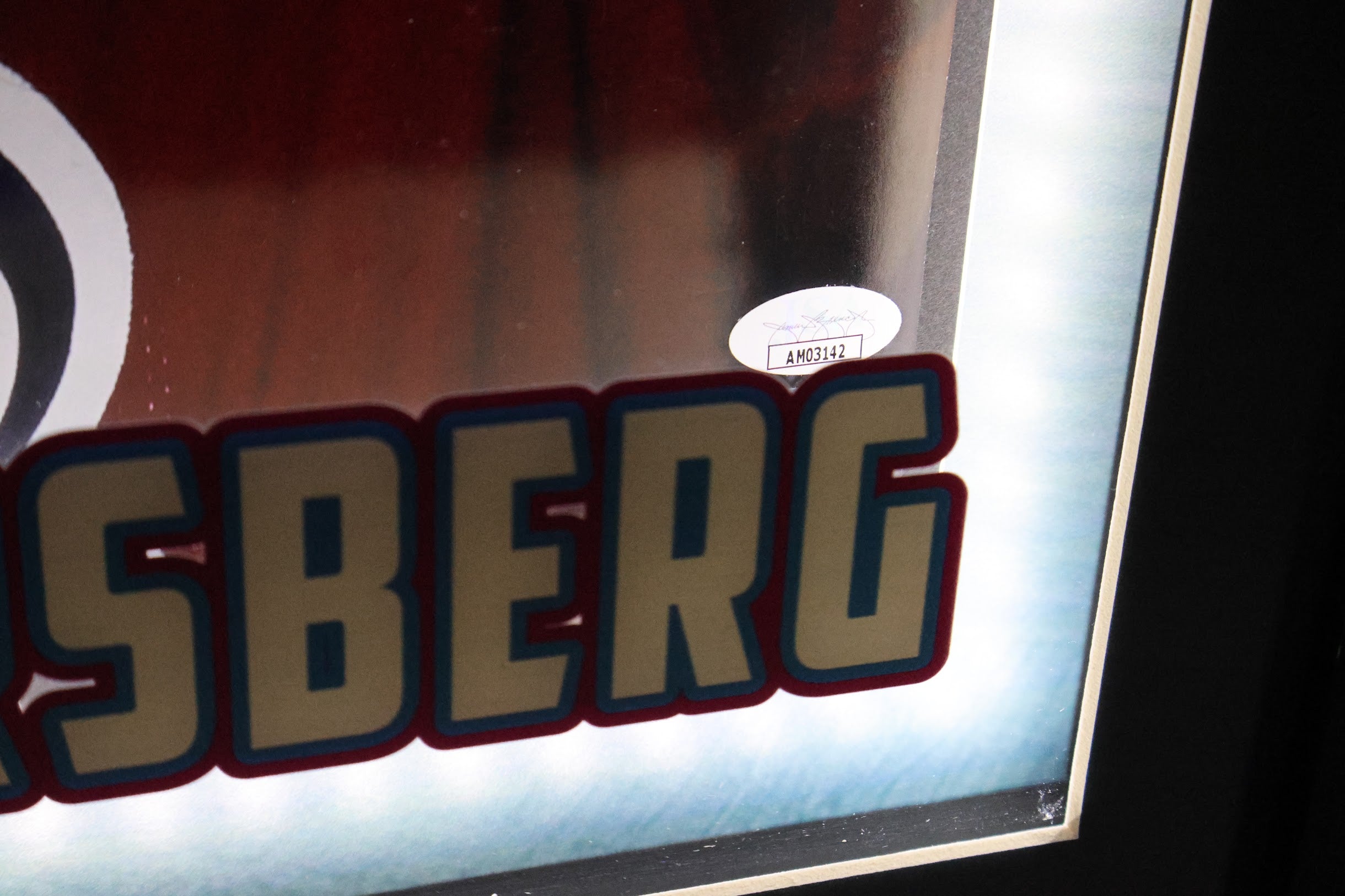 Peter Forsberg Autographed 16x20 Lifting SC Photo w/ Inscriptions Lighted Shadowbox JSA COA