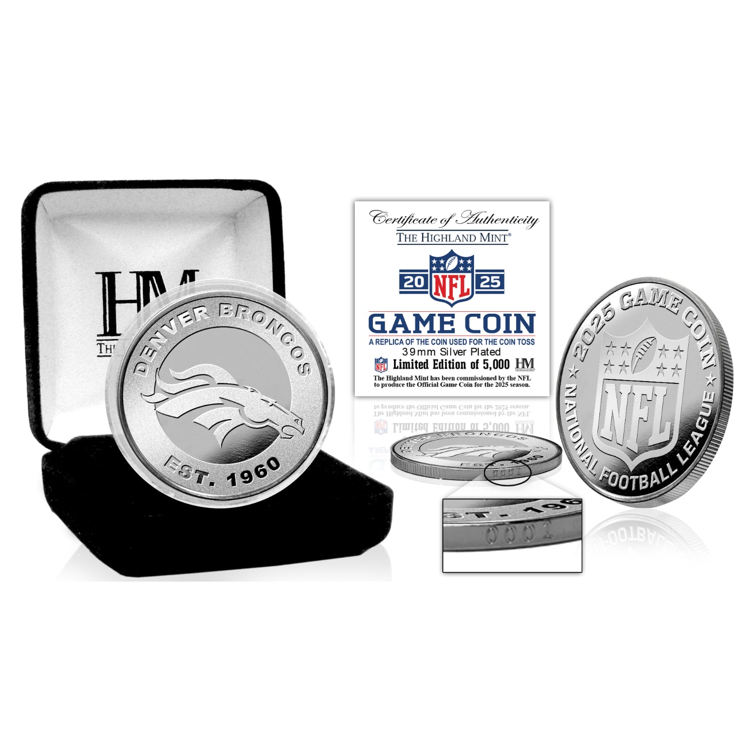 Denver Broncos NFL 2025 Coin Toss Silver Coin - Latitude Sports Marketing