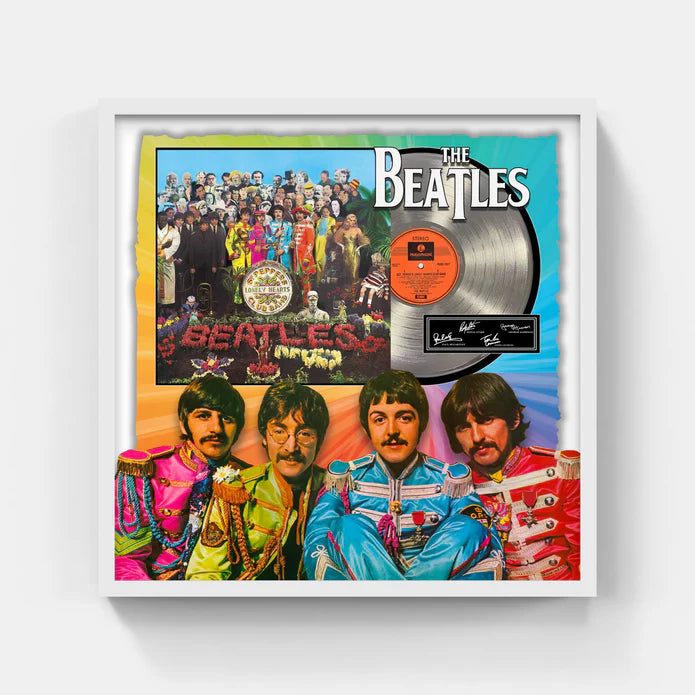 Beatles Platinum Album with Laser Signatures Framed 26x26 (Charity) - Latitude Sports Marketing
