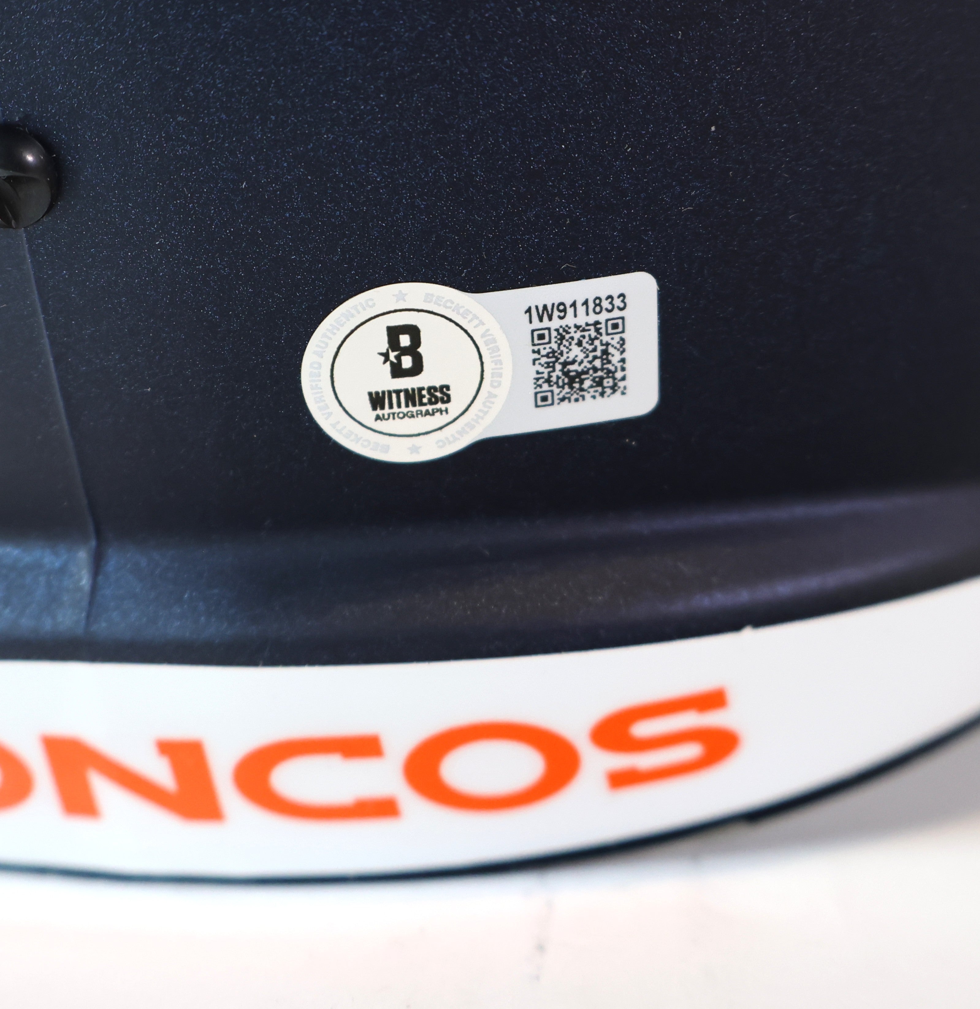 Troy Franklin Autographed Denver Broncos Navy Replica Helmet - Beckett COA Certified