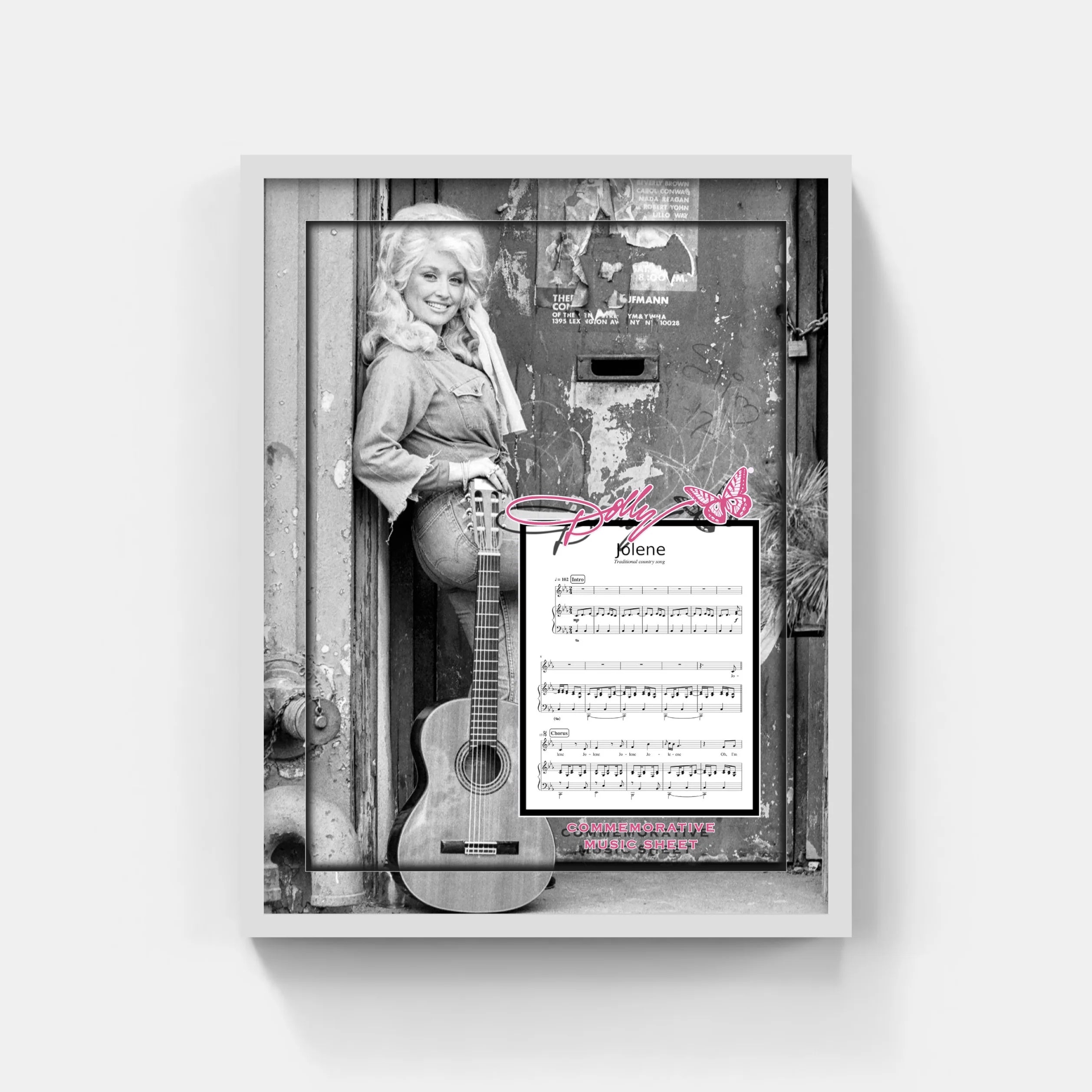 Dolly Parton Photo With Replica Commemorative Sheet Music and 3D Frame (Charity) - Latitude Sports Marketing