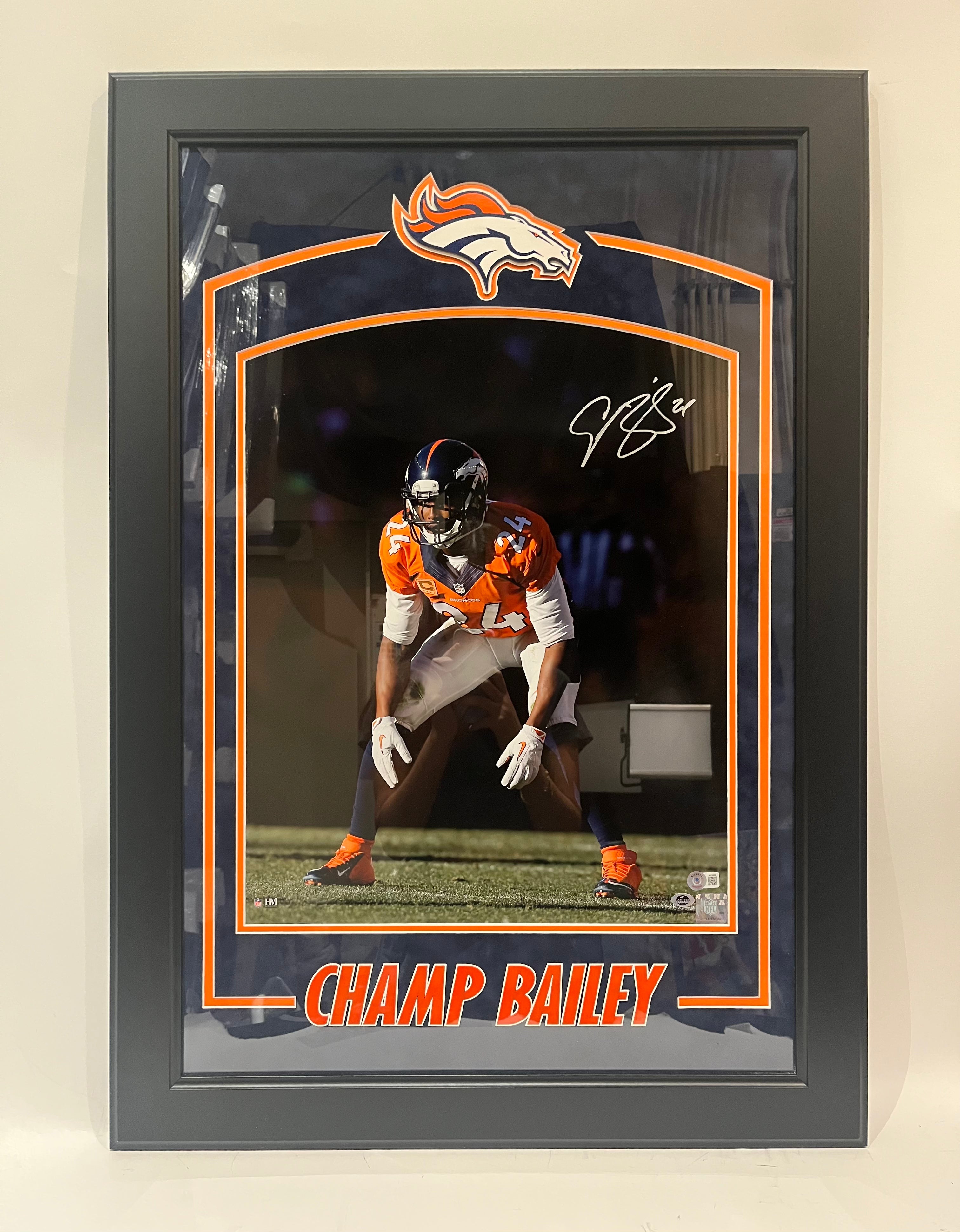 Champ Bailey Autographed Denver Broncos 16x20 Photo – Deluxe Framed | Beckett COA