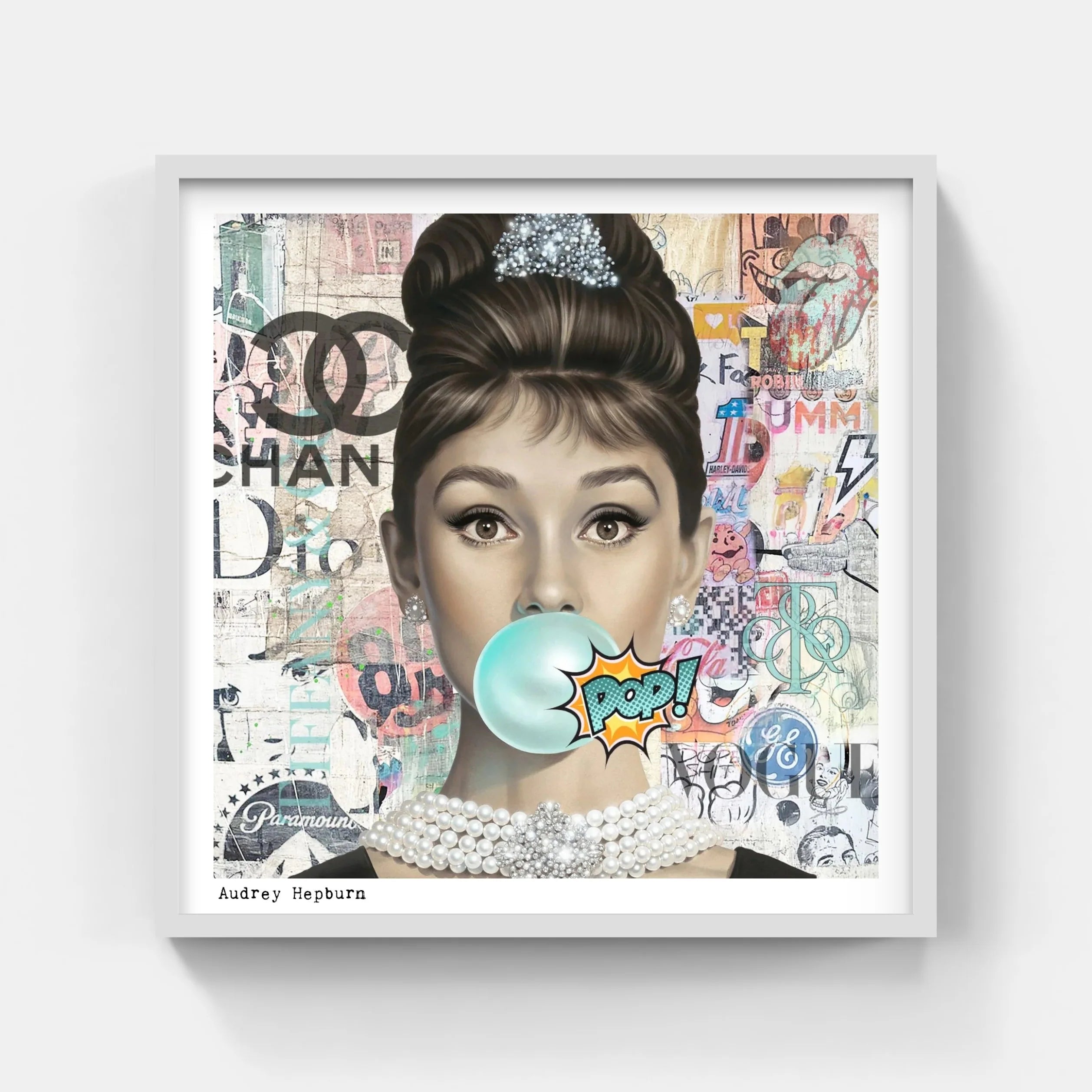 Audrey Hepburn Pop Art with Deluxe Frame (Charity) - Latitude Sports Marketing