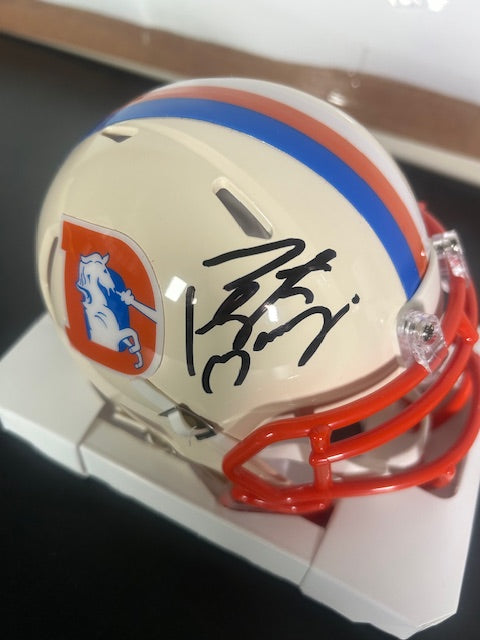 Peyton Manning Retro Broncos Autographed Mini Helmet Fanatics COA