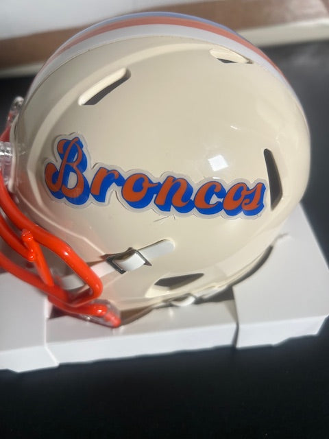Peyton Manning Retro Broncos Autographed Mini Helmet Fanatics COA
