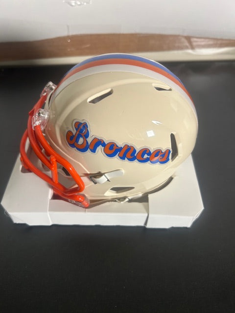 Bo Nix Retro Broncos Autographed Mini Helmet Beckett COA