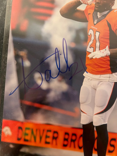 Aqib Talib Denver Broncos Autographed 8x10 Photo with Plaque JSA COA