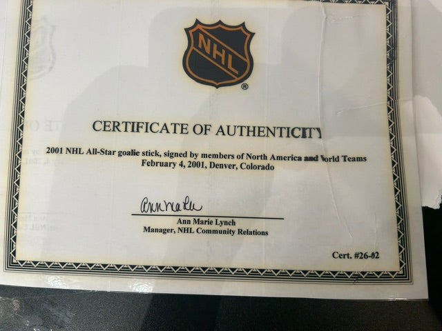 2001 NHL All-Star Game Team Autographed Hockey Stick – JSA LOA