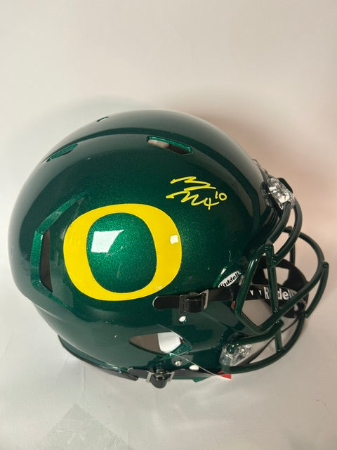 Bo Nix Autographed Oregon Ducks Dark Green Pro Helmet – BAS COA