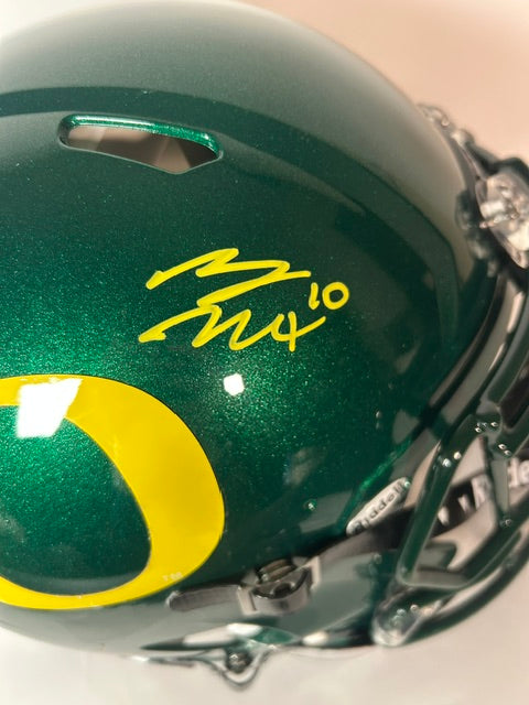 Bo Nix Autographed Oregon Ducks Dark Green Pro Helmet – BAS COA