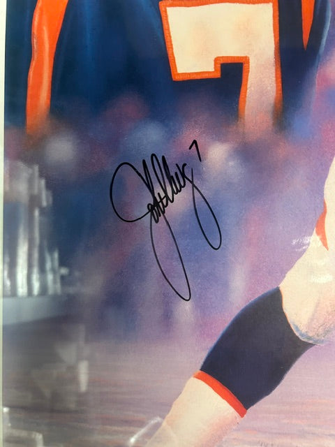 John Elway Autographed 16x20 Lithograph Framed JSA COA