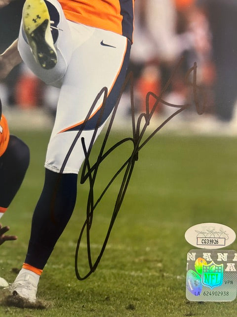 Brandon McManus Denver Broncos Autographed 8x10 Orange Unifrom Photo JSA COA