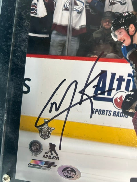 Cale Makar Autographed 8x10 Photo (Navy Jersey) w/ Plaque Fanatics COA