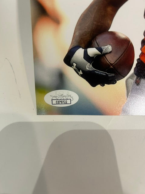 Adam "PacMan" Jones Denver Broncos Autographed 8x10 Photo JSA COA (Holding Football)