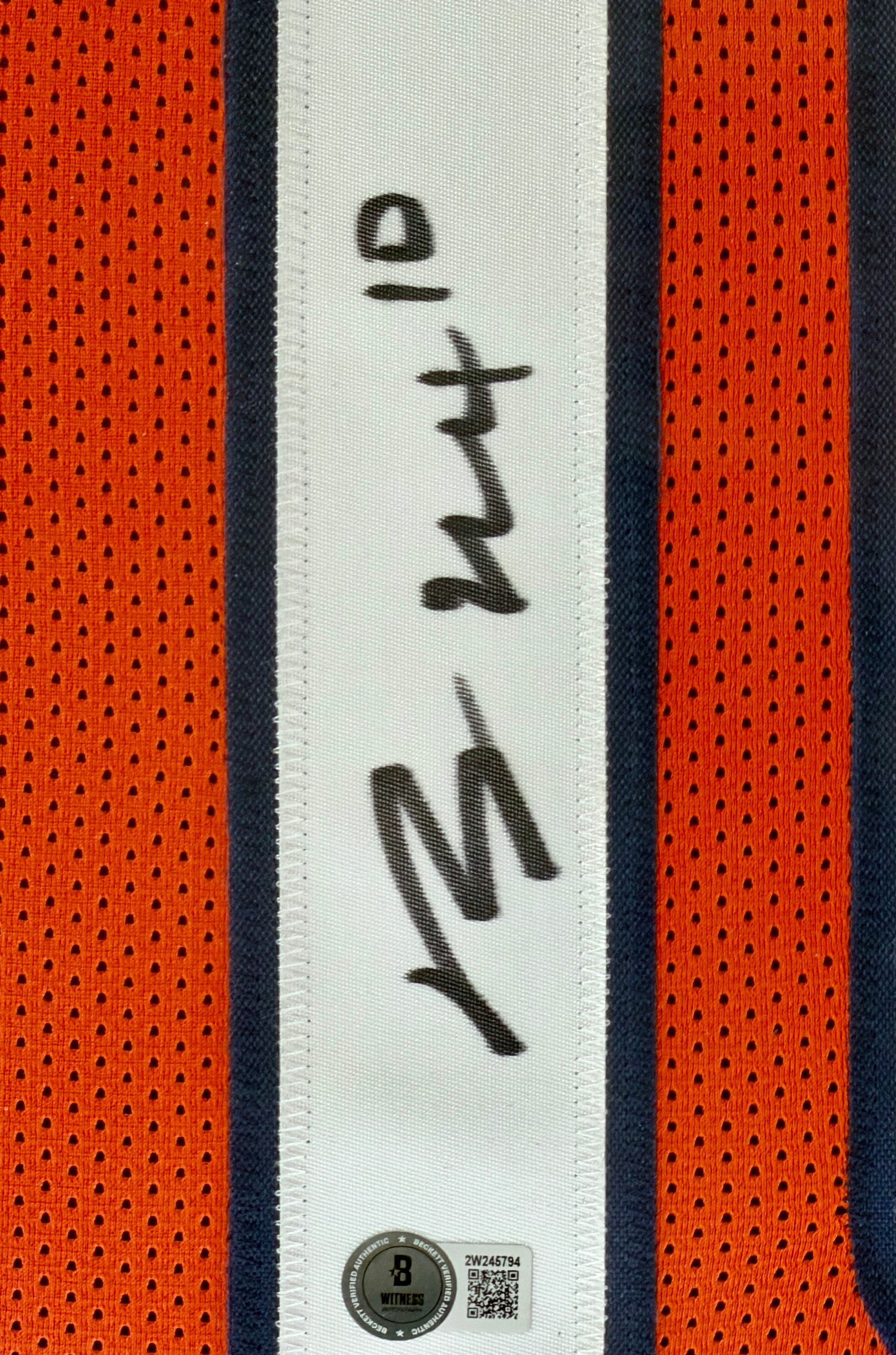 Bo Nix Autographed Custom Orange Broncos Jersey in LED Lighted Shadowbox BAS COA