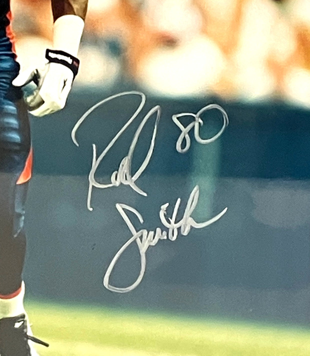 Rod Smith Autographed Denver Broncos (Navy) 8x10 Photo w/ Plaque BAS COA