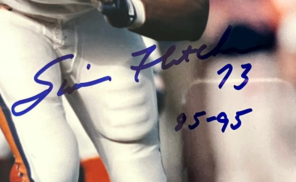 Simon Fletcher Autographed Denver Broncos 8x10 Photo w/ Plaque JSA COA