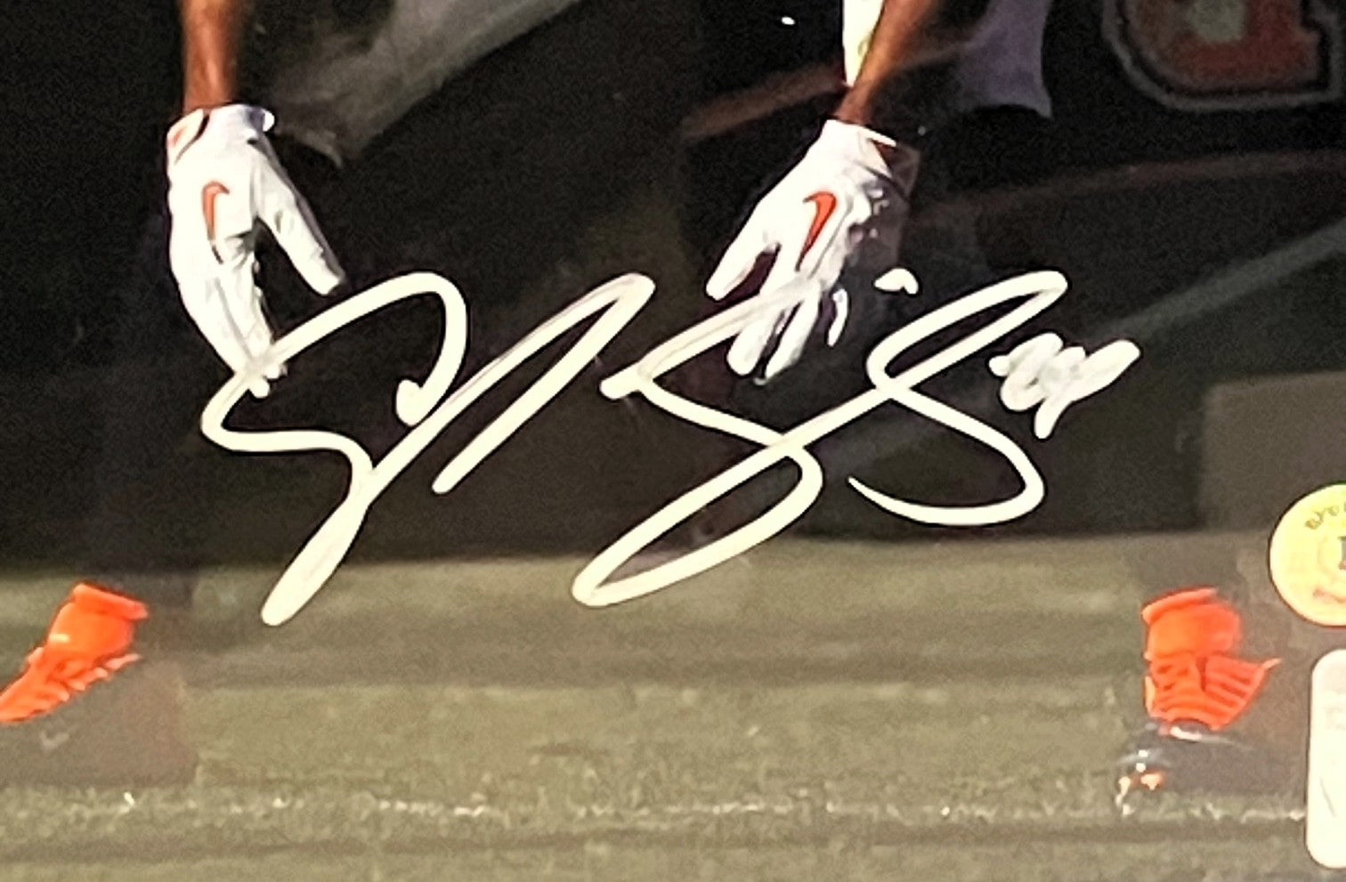 Champ Bailey Autographed Denver Broncos (Navy) 8x10 Photo w/ Plaque BAS COA