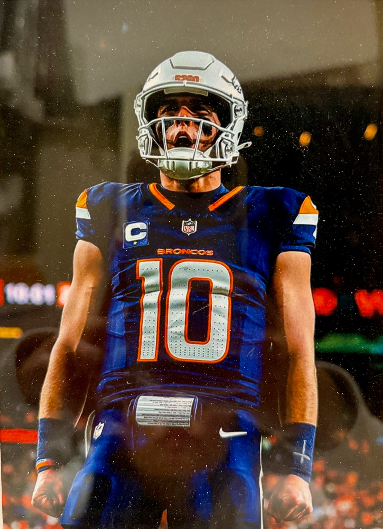 Bo Nix Denver Broncos Autographed Jersey w/ 2 8x10 Photos in Deluxe Frame Beckett COA