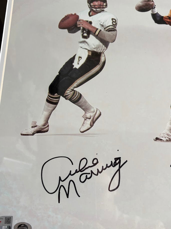 Manning Family 3x Autographed 16x20 Photo Shadowbox Framed Fanatics COA