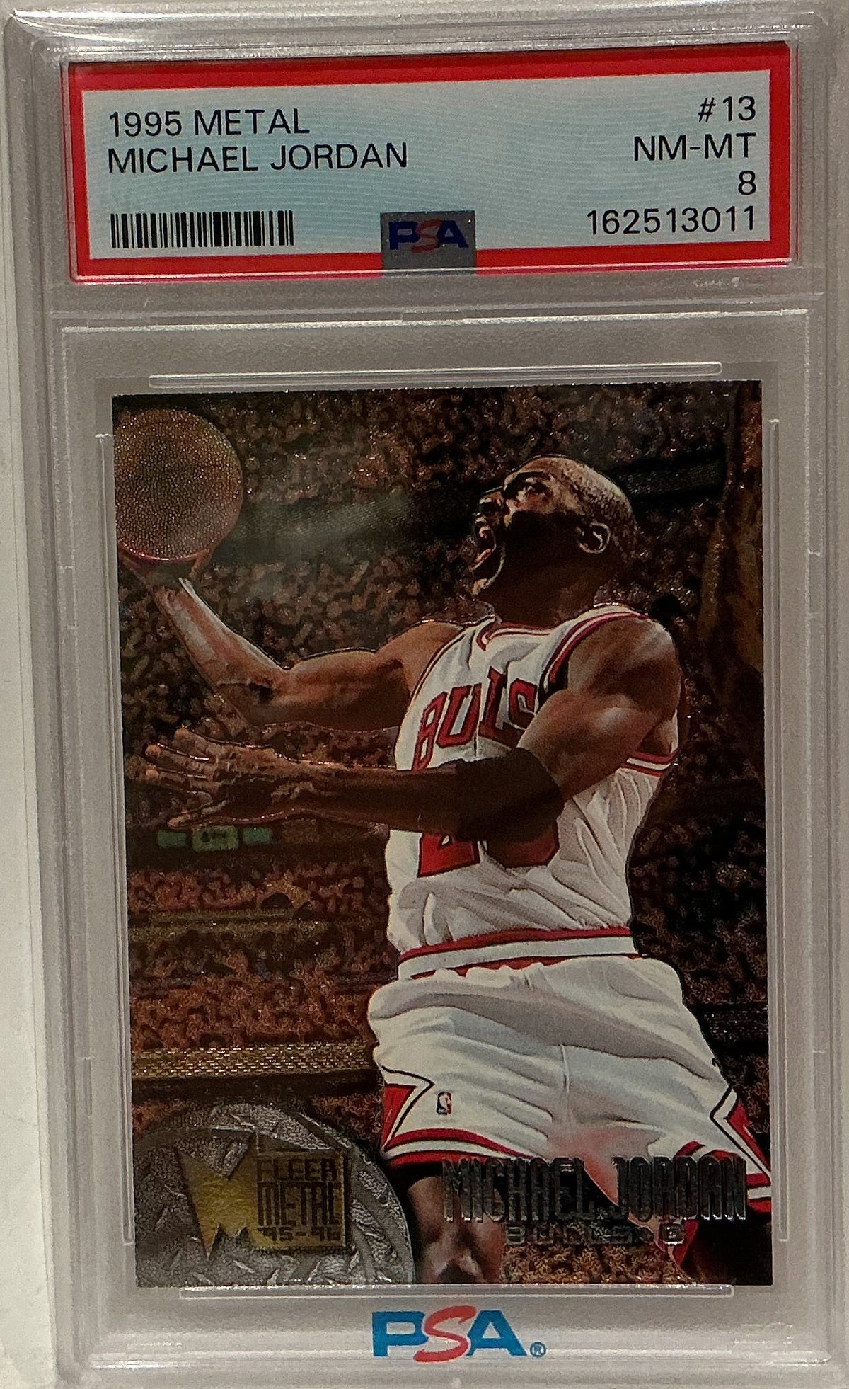 Michael Jordan 1995-96 Fleer Metal Basketball Card #13 PSA 8 NM-MT — Chicago Bulls