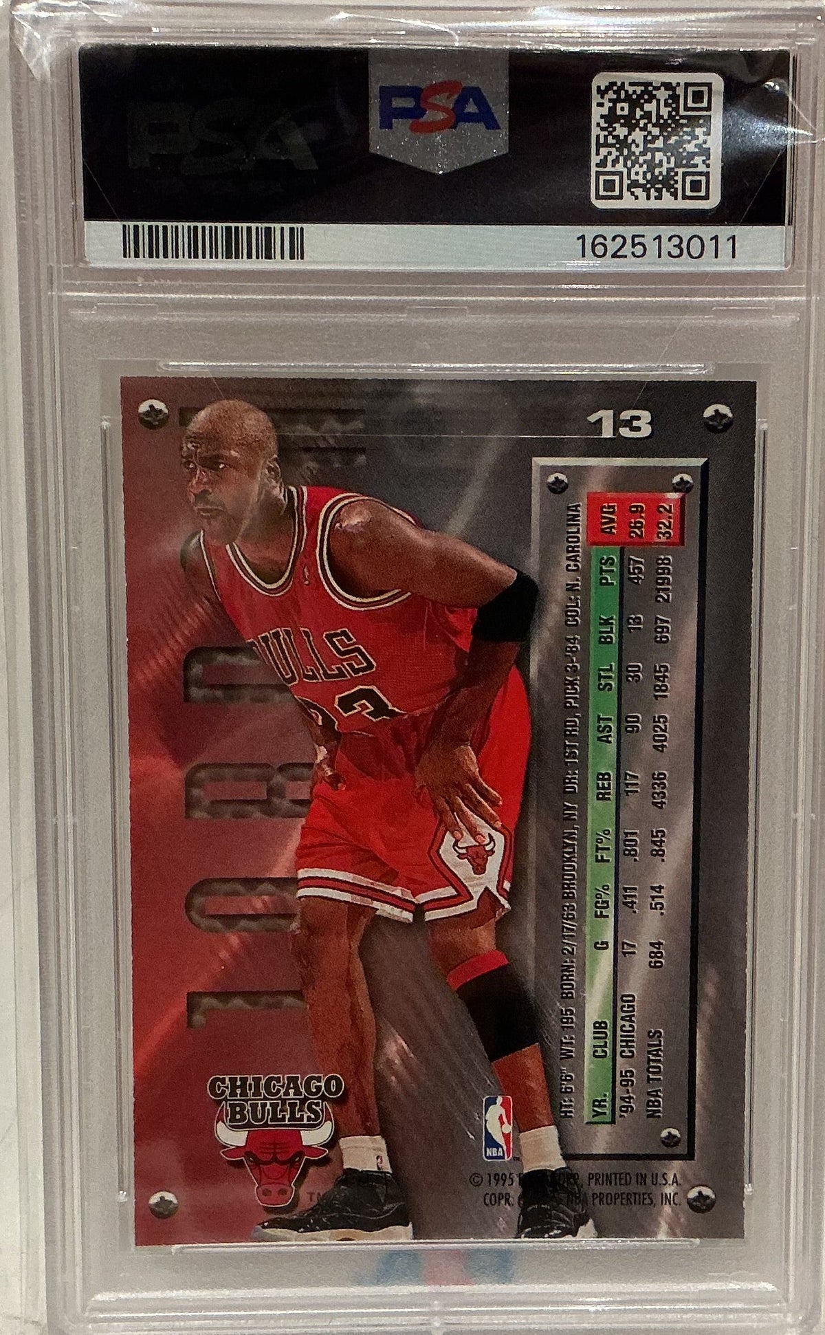 Michael Jordan 1995-96 Fleer Metal Basketball Card #13 PSA 8 NM-MT — Chicago Bulls