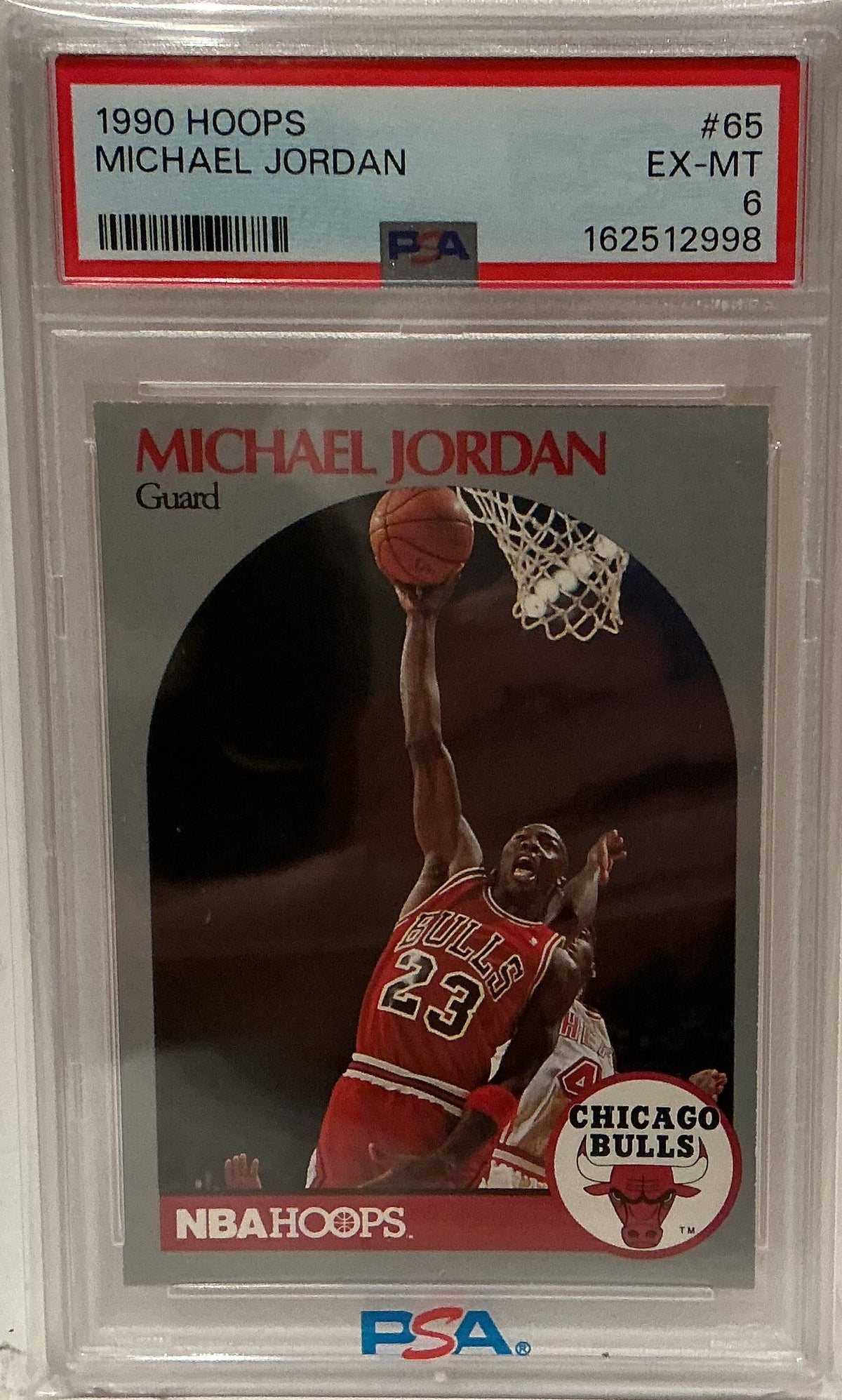 Michael Jordan 1990-91 NBA Hoops Basketball Card #65 PSA 6 EX-MT — Chicago Bulls