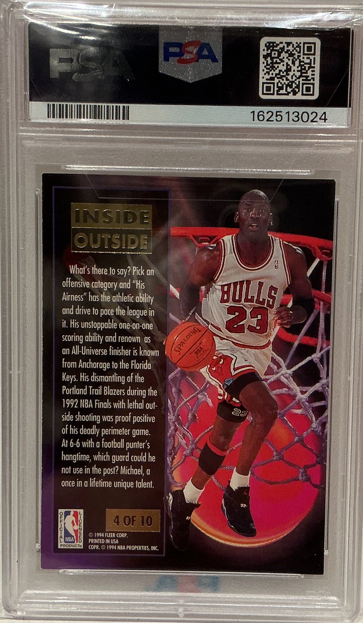 Michael Jordan 1993-94 Fleer Ultra Inside/Outside Card #4 PSA 6 EX-MT — Chicago Bulls