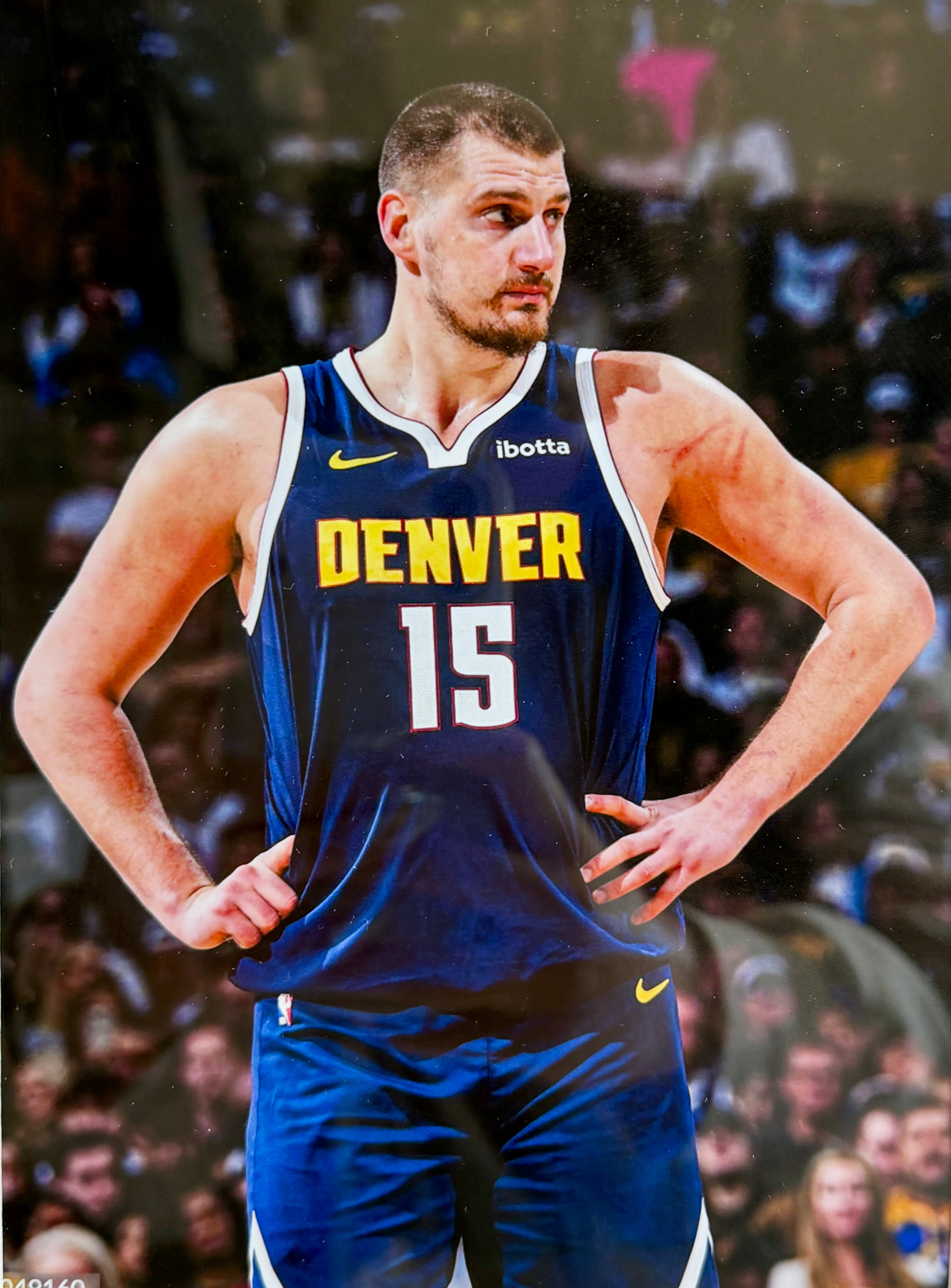 Nikola Jokic Autographed Navy Nuggets Jersey DLX Framed - Beckett COA