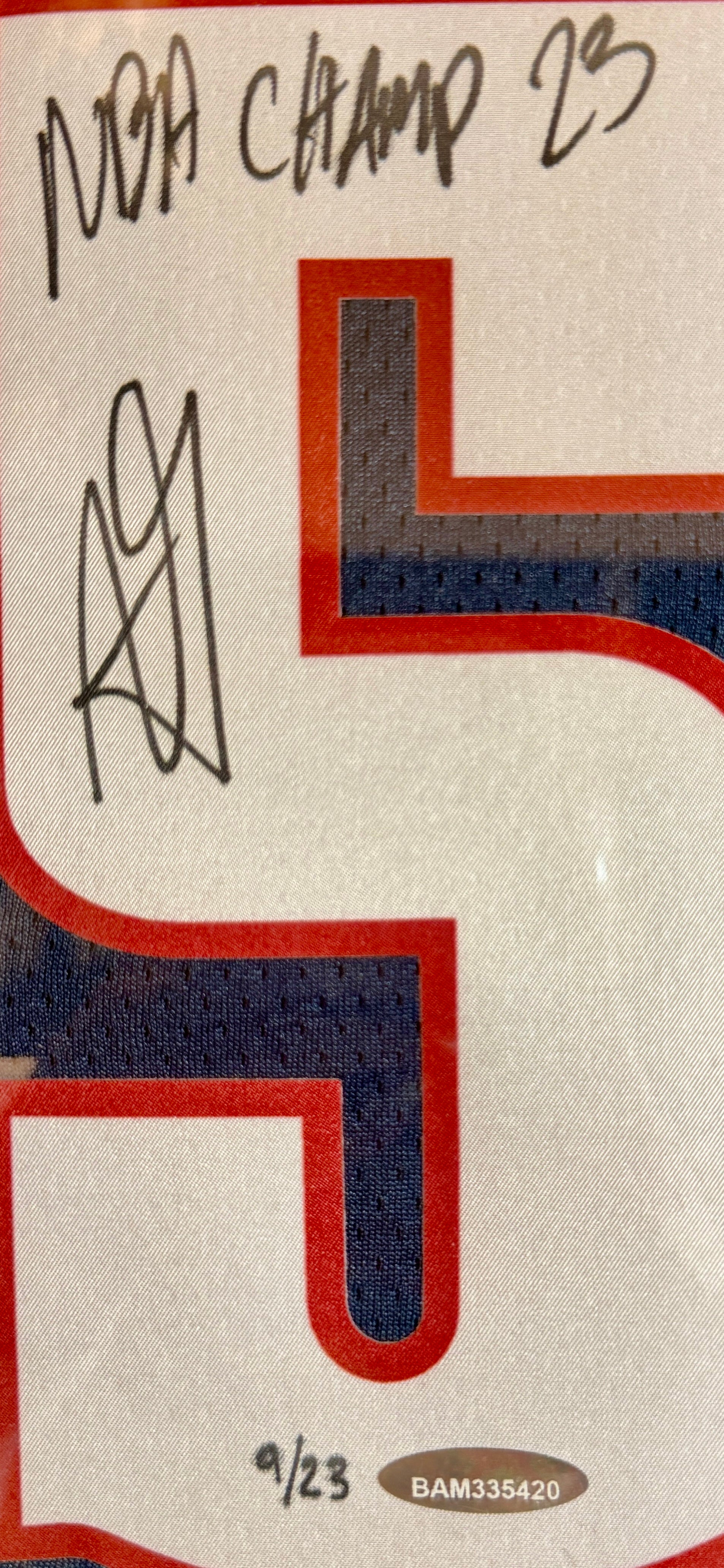 Aaron Gordon Autographed Navy Nuggets Jersey w/ Inscription DLX Framed - UDA