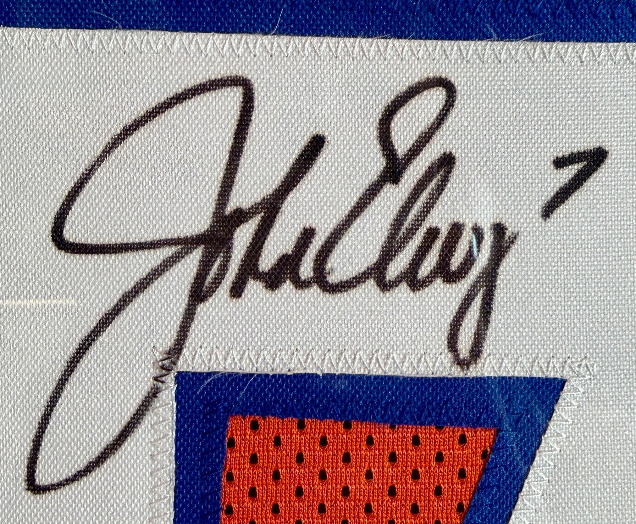 John Elway Autographed Broncos Orange Stat Jersey DLX Framed - Beckett COA