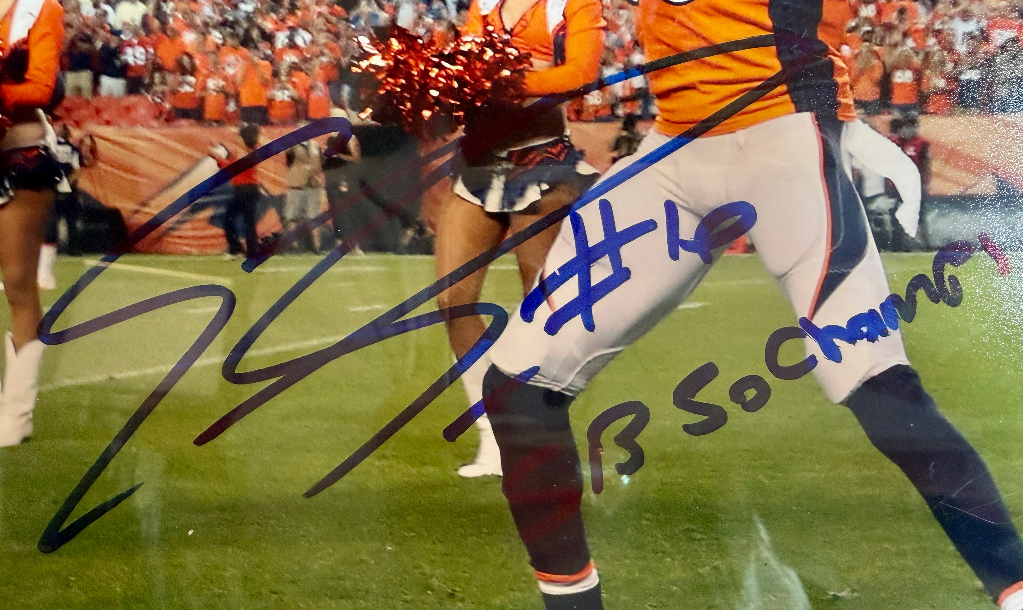 Emmanuel Sanders Autographed 8x10 Photo Inscribed "SB 50 Champs" w/ Plaque - JSA COA