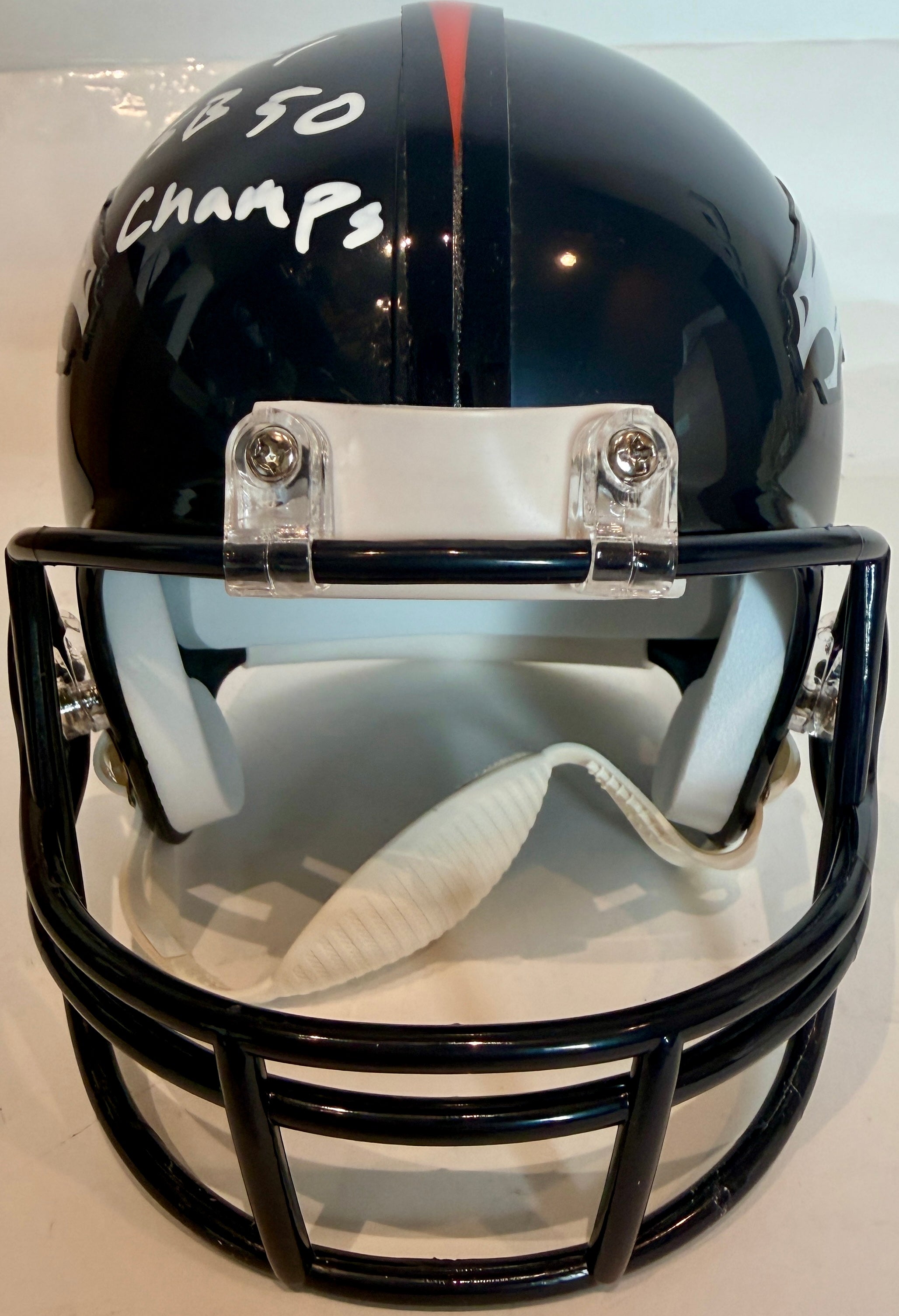 Aqib Talib Autographed Denver Broncos Navy Blue Mini Helmet - Inscribed 'SB 50 Champs' - BAS Certified