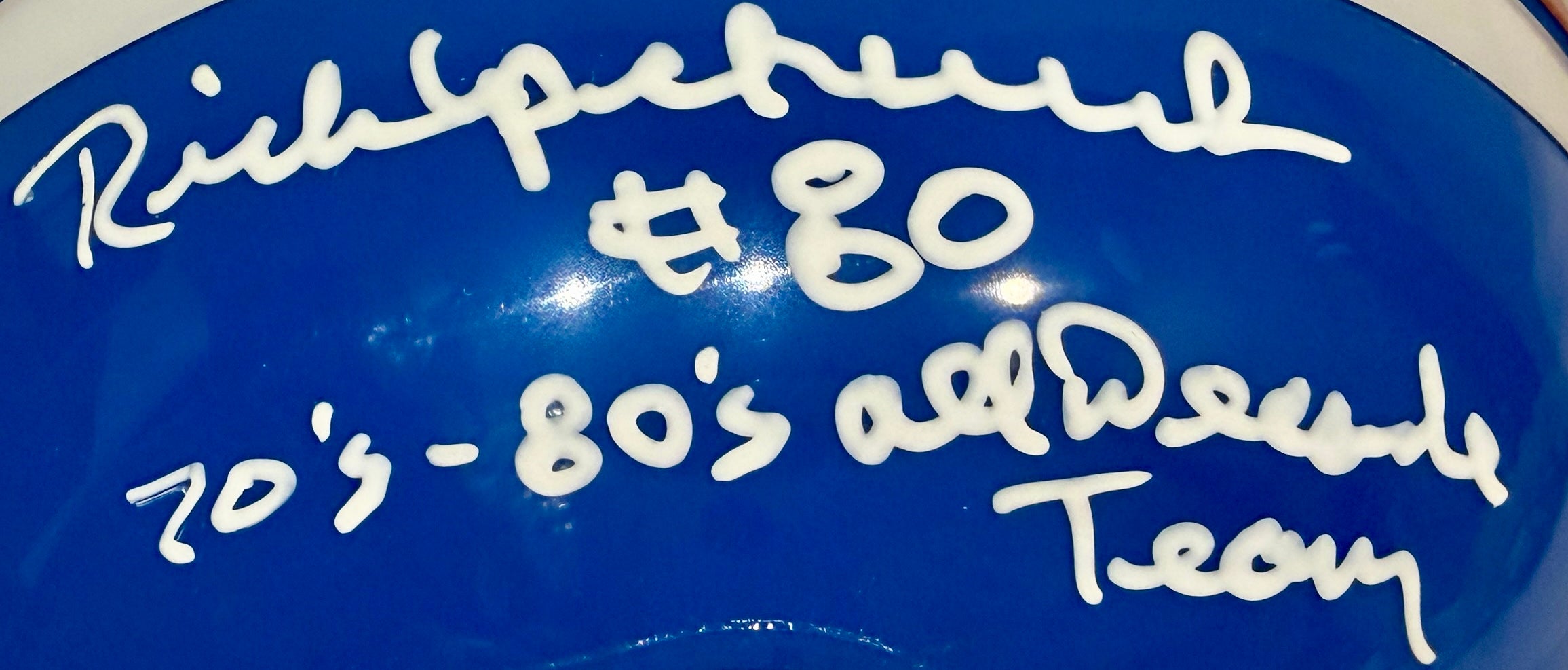 Rick Upchurch Autographed Denver Broncos 'D' Logo Mini Helmet - Inscribed '70's-80's All Decade Team' - BAS Certified