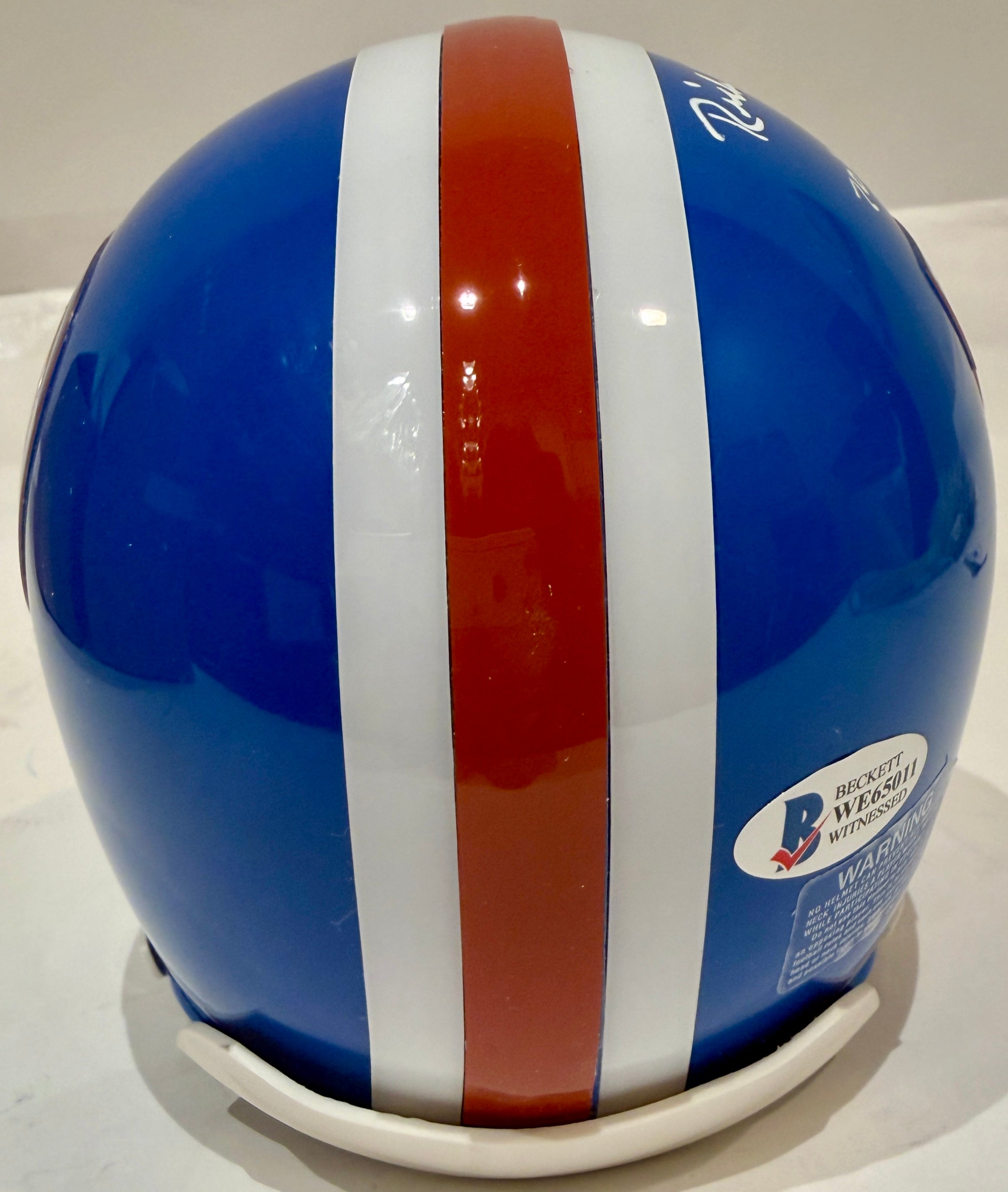 Rick Upchurch Autographed Denver Broncos 'D' Logo Mini Helmet - Inscribed '70's-80's All Decade Team' - BAS Certified