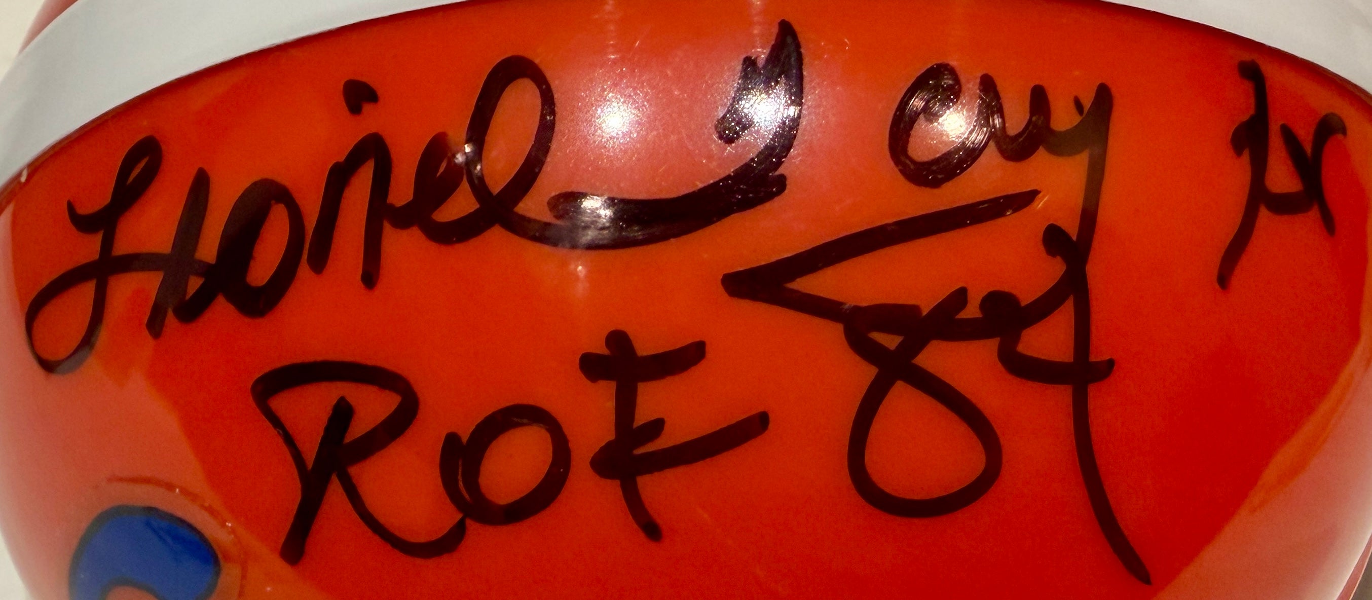 Lionel Taylor Autographed Denver Broncos Blue Horse Mini Helmet - Inscribed 'ROF '84' - Rocky Mountain COA