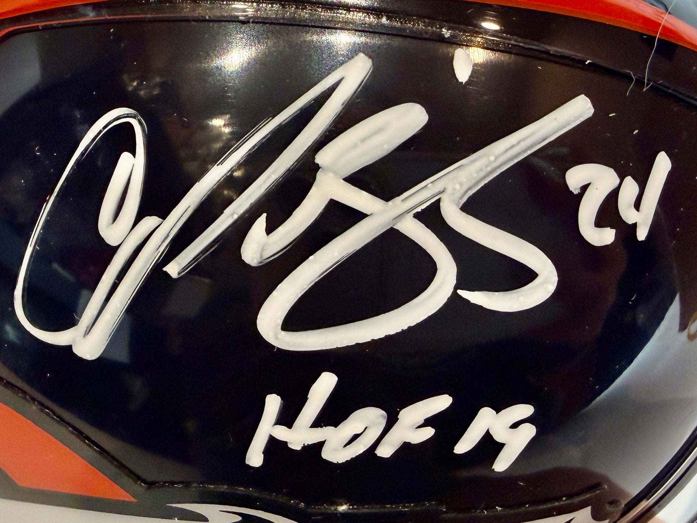 Champ Bailey Autographed Denver Broncos Navy Mini Helmet - Inscribed 'HOF '19' - BAS Certified
