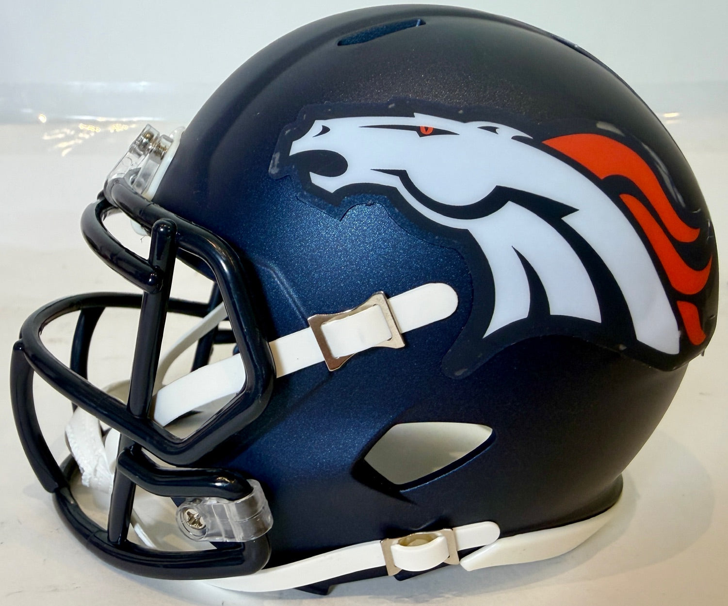 Dre Greenlaw Autographed Denver Broncos Navy Mini Helmet Beckett COA - Latitude Sports Marketing