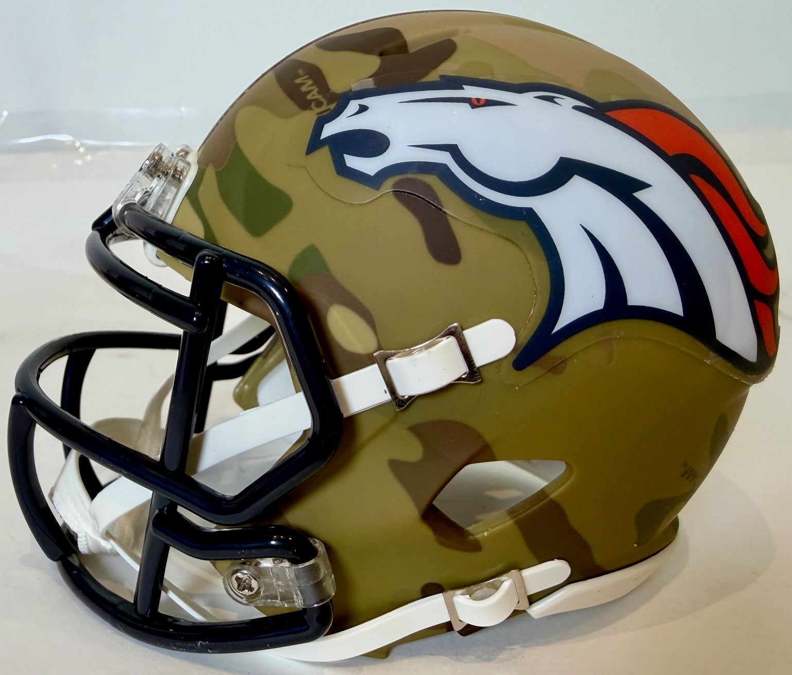 John Elway Autographed Camo Denver Broncos Mini Helmet Beckett COA