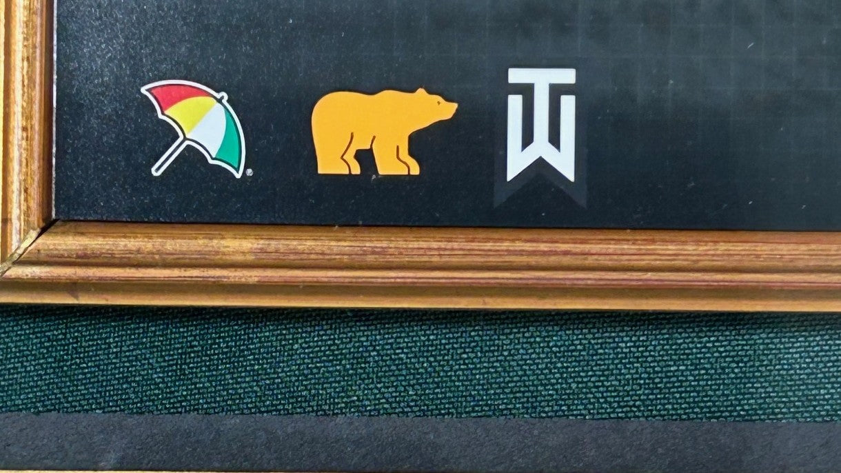 Legends of Golf (Woods, Nicklaus, Palmer) Autographed Panoramic Photo Framed UDA Hologram