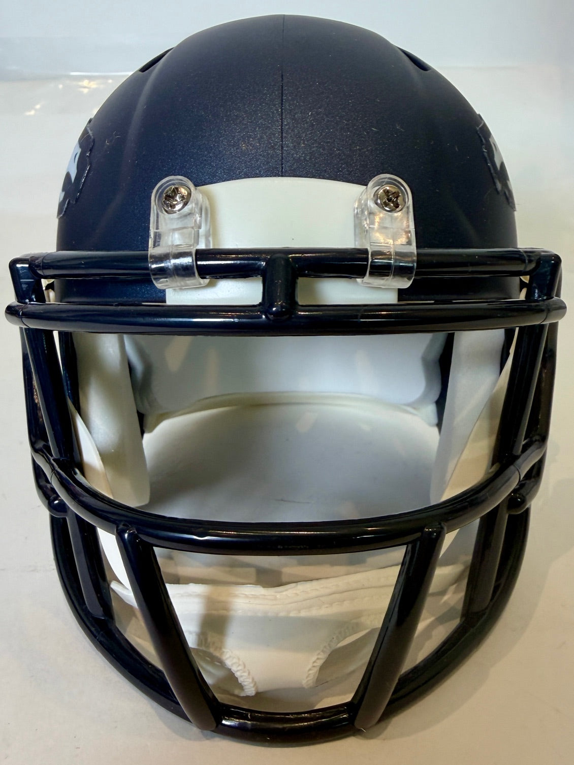 Jahdae Barron Autographed Denver Broncos Navy Mini Helmet Beckett COA - Latitude Sports Marketing